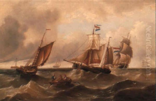 Rough Sea Oil Painting by Henry Redmore