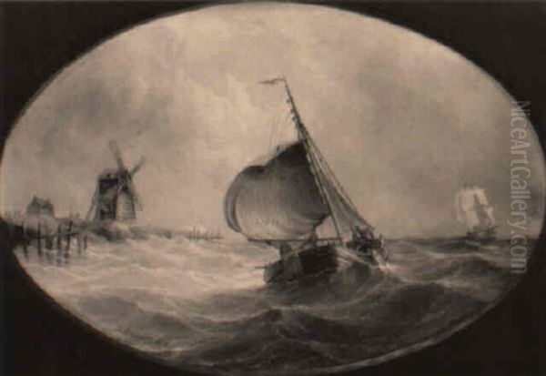 A Fishing Boat In A Choppy Sea by Henry Redmore