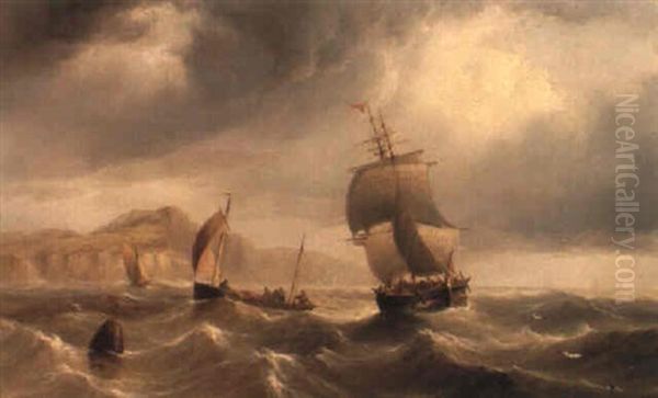 A Merchantman Off The Coast Oil Painting by Henry Redmore