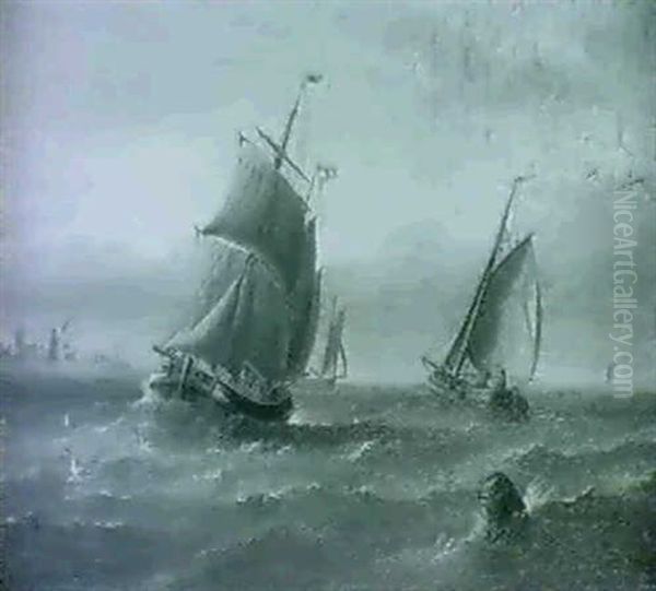 Dutch Fishing Boats Oil Painting by Henry Redmore