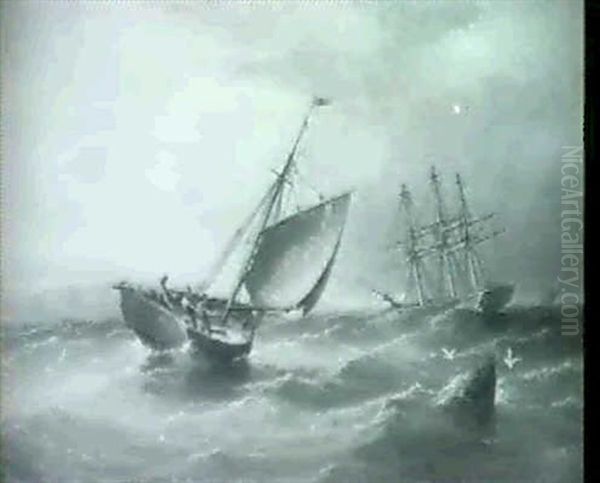 A Choppy Sea Oil Painting by Henry Redmore