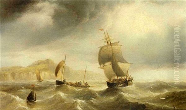 A Merchantman Off The Coast Oil Painting by Henry Redmore