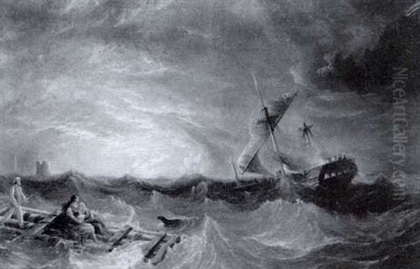 The Rescue In Stormy Seas Oil Painting by Henry Redmore