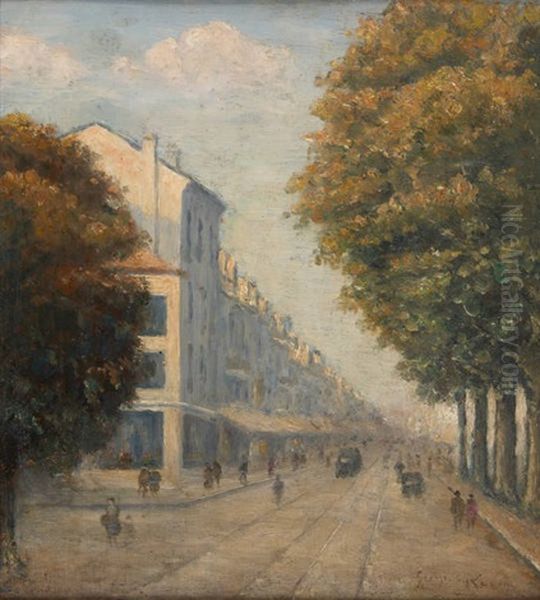 Boulevard Parisien Oil Painting by Georges Redon