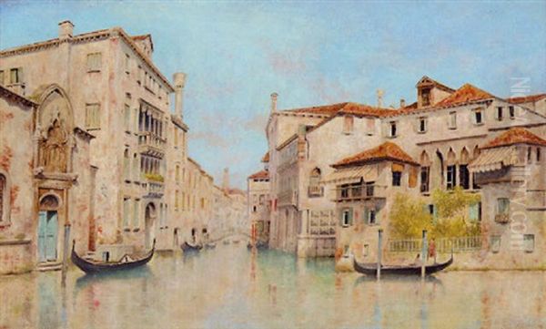 A Venetian Backwater Oil Painting by Georges Redon