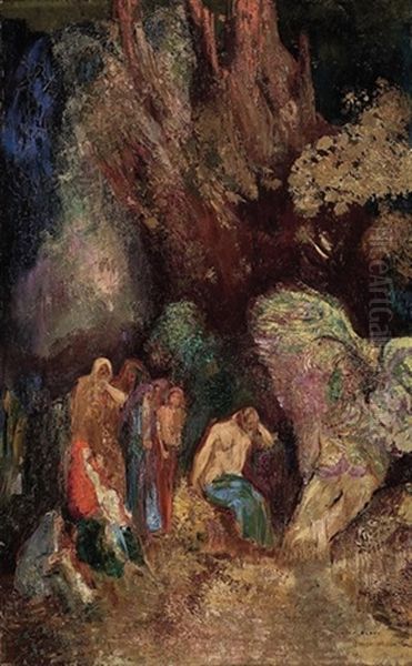 La Grotte Enchantee Oil Painting by Odilon Redon