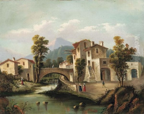 Villaggio Sul Fiume Oil Painting by Pierre Bonirote