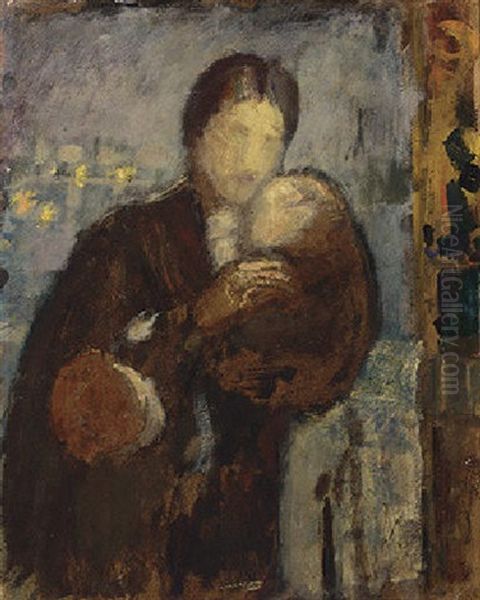 Femme Et Enfant Oil Painting by Odilon Redon