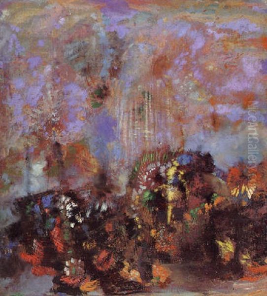 Composition - Fleurs Oil Painting by Odilon Redon