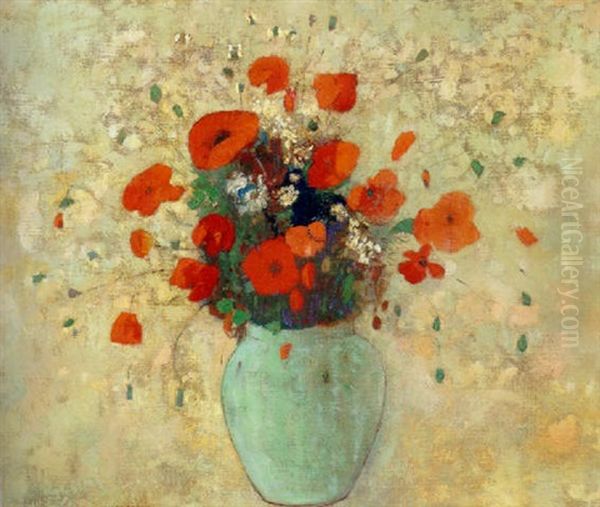 Vase De Coquelicots Oil Painting by Odilon Redon