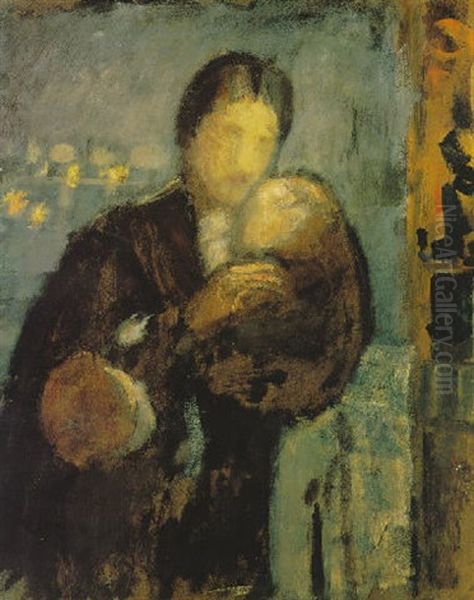 Femme Et Enfant Oil Painting by Odilon Redon