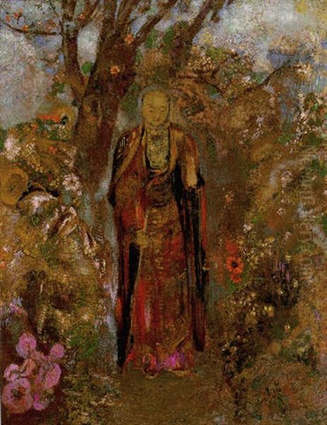 Bouddha Marchant Dans Les Fleurs Oil Painting by Odilon Redon