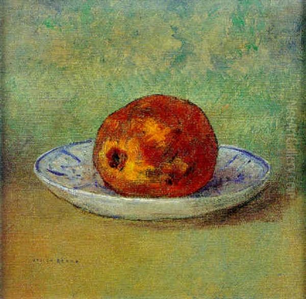 Grenade Sur Une Soucoupe Oil Painting by Odilon Redon