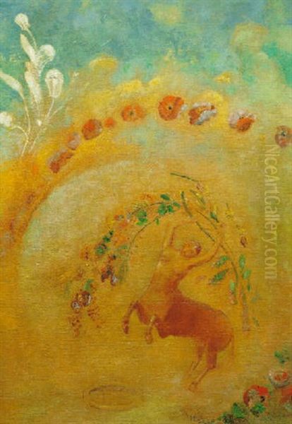 Le Centaure Aux Coquelicots Oil Painting by Odilon Redon