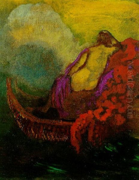 Femme A La Barque: Quand La Forme Prend Le Pas Sur Le Fond by Odilon Redon