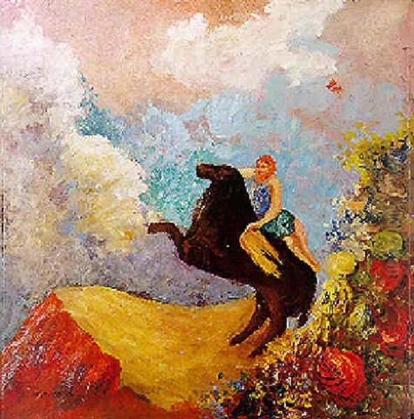 Cavalier Sur Pegase Ou Pegase Et La Muse Oil Painting by Odilon Redon