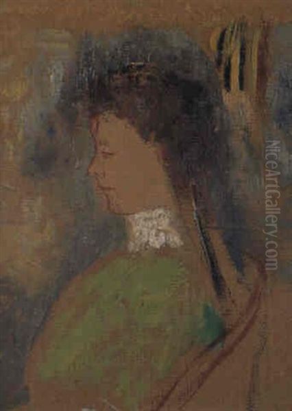 Le Portrait De Mme. Violette Heymann Oil Painting by Odilon Redon