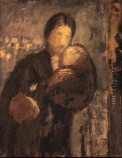 Mor Och Barn Oil Painting by Odilon Redon