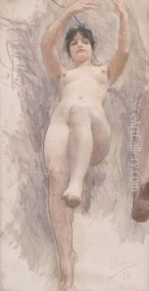 A Female Nude Oil Painting by Henri Bonis