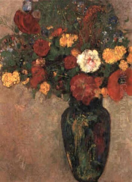 Vase Aux Fleurs Oil Painting by Odilon Redon