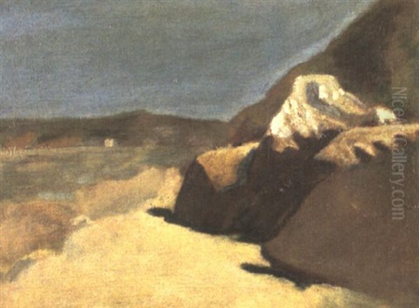 Rochers Sur Une Plage En Bretagne Oil Painting by Odilon Redon