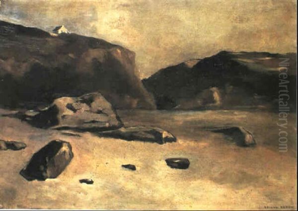 Rocher Sur La Plage Oil Painting by Odilon Redon