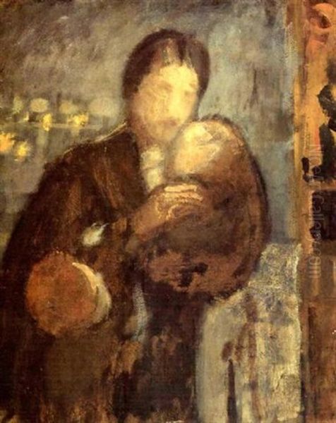 Mor Och Barn Oil Painting by Odilon Redon