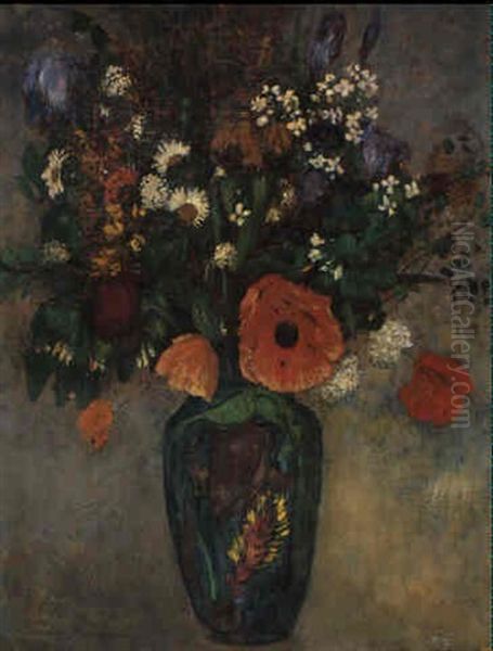 Bouquet De Fleurs Dans Un Vase Oil Painting by Odilon Redon