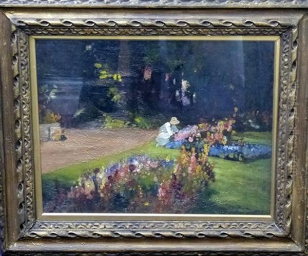 Garden Scene Oil Painting by William Josiah Redworth