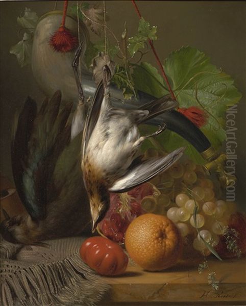 A Hunting Still Life Oil Painting by Hendrik Reekers