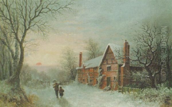 A Winter Morning Near Stratford On Avon Oil Painting by Walter Reeves