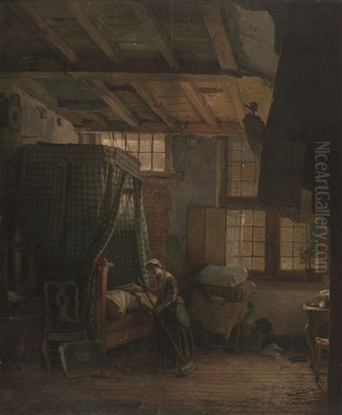 Magd Im Kunstlerzimmer Oil Painting by Ignatius Josephus van Regemorter