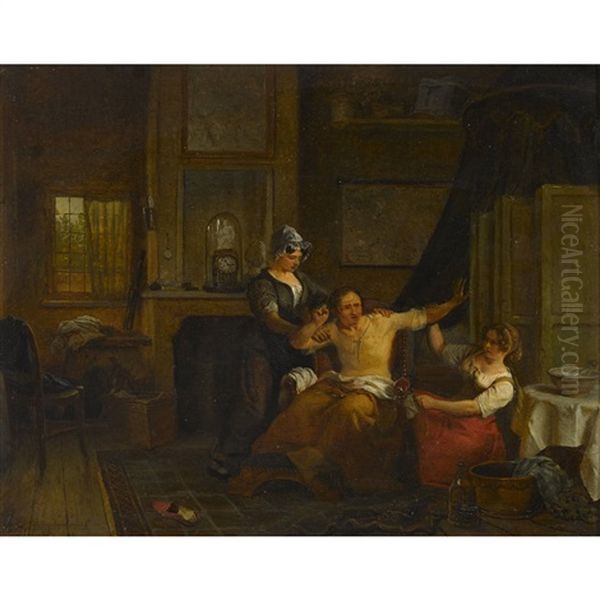 Die Krankenpflege Oil Painting by Ignatius Josephus van Regemorter