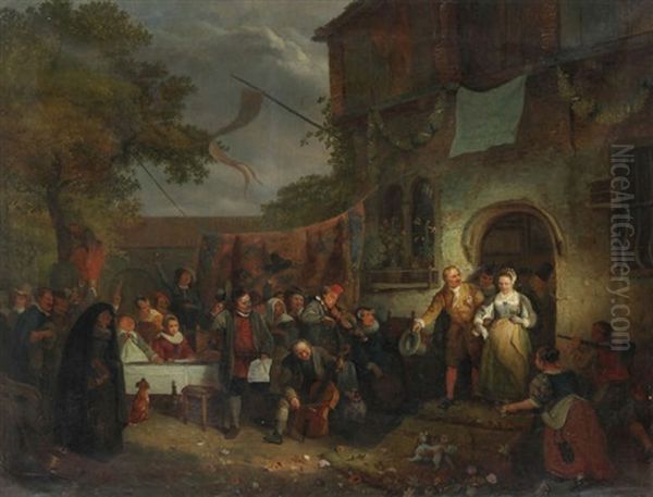 Couple De Maries Sortant De L'eglise Oil Painting by Ignatius Josephus van Regemorter