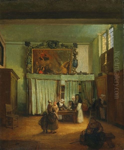 Im Klosterhospital Oil Painting by Ignatius Josephus van Regemorter