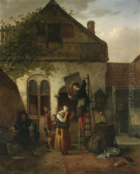 Die Versteigerung Des Gasthauses "jan Steen" Oil Painting by Ignatius Josephus van Regemorter