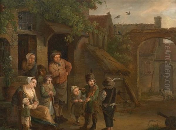 Les Jeunes Musiciens Oil Painting by Petrus Johann Van Regemorter