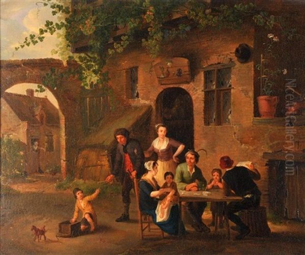 Scene De Taverne Oil Painting by Petrus Johann Van Regemorter