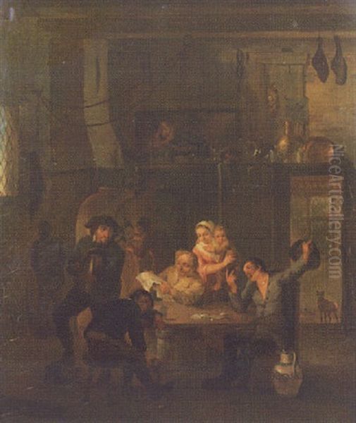 Wirtshausinterieur Oil Painting by Petrus Johann Van Regemorter