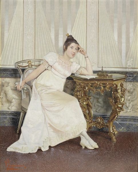 The Letter; The Treat (pair) Oil Painting by Vittorio Reggianini