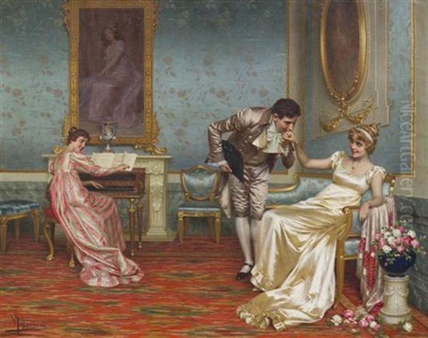 The Suitor Oil Painting by Vittorio Reggianini