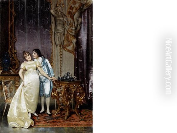 Flirtation Oil Painting by Vittorio Reggianini