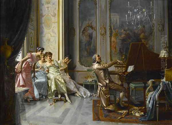 The Appreciative Audience Oil Painting by Vittorio Reggianini