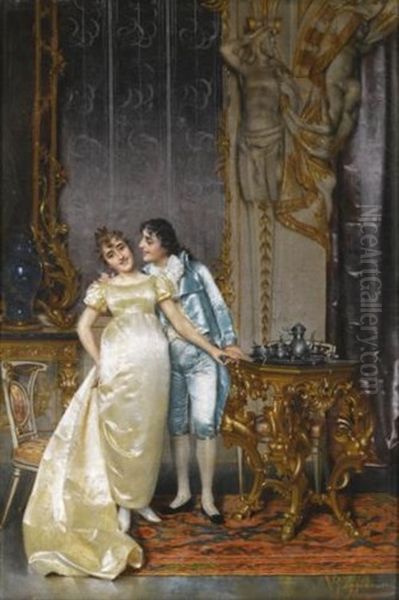 Flirtation Oil Painting by Vittorio Reggianini