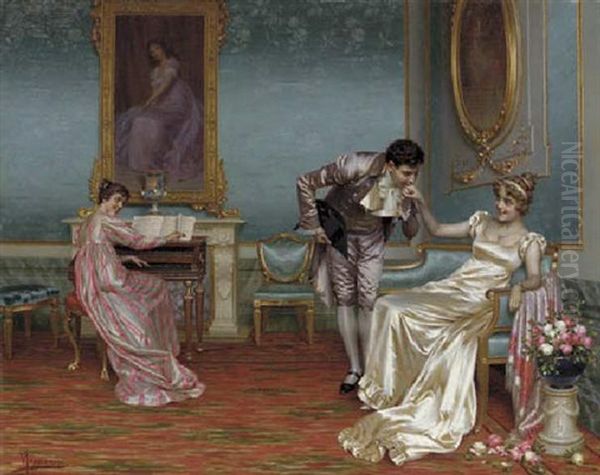 The New Suitor Oil Painting by Vittorio Reggianini