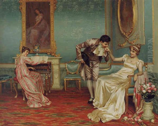 The New Suitor Oil Painting by Vittorio Reggianini