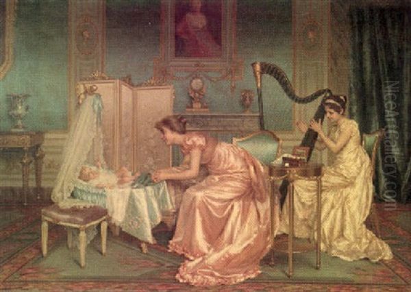 The Lullaby Oil Painting by Vittorio Reggianini