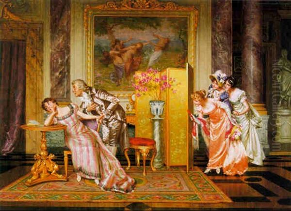 A Declaration Of Love Oil Painting by Vittorio Reggianini