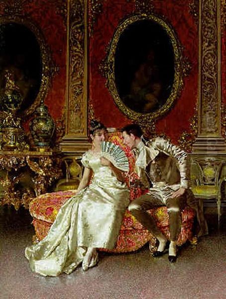 Flirtation Oil Painting by Vittorio Reggianini