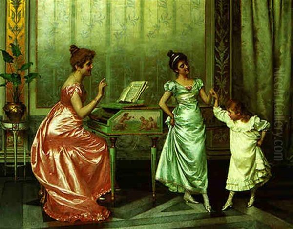 The Dancing Lesson Oil Painting by Vittorio Reggianini